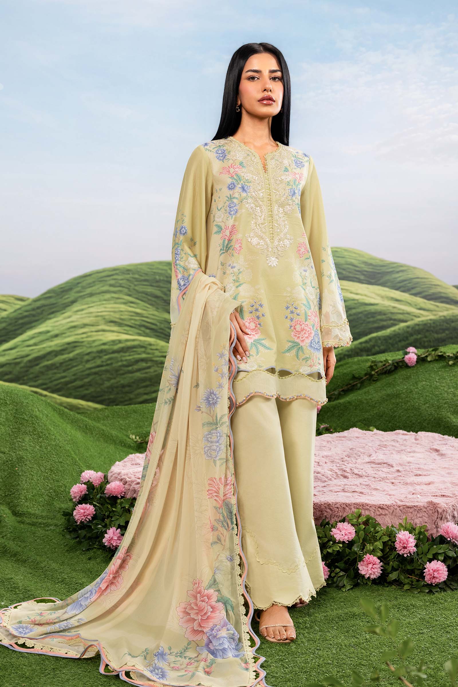 MARIA.B | M.BASICS Dreamscape Lawn Unstitched - 11A - Aarzu