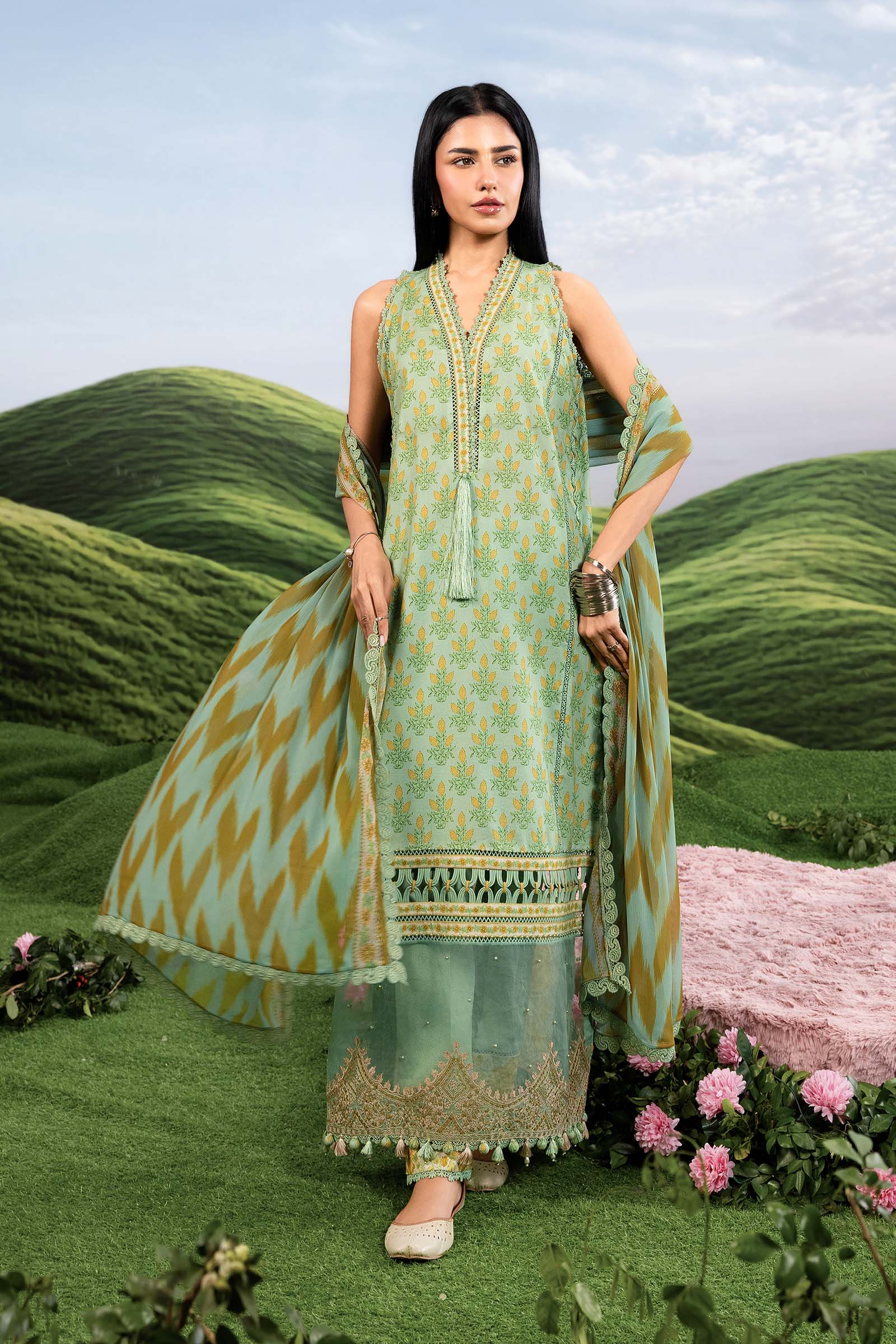 MARIA.B | M.BASICS Dreamscape Lawn Unstitched - 12B - Aarzu