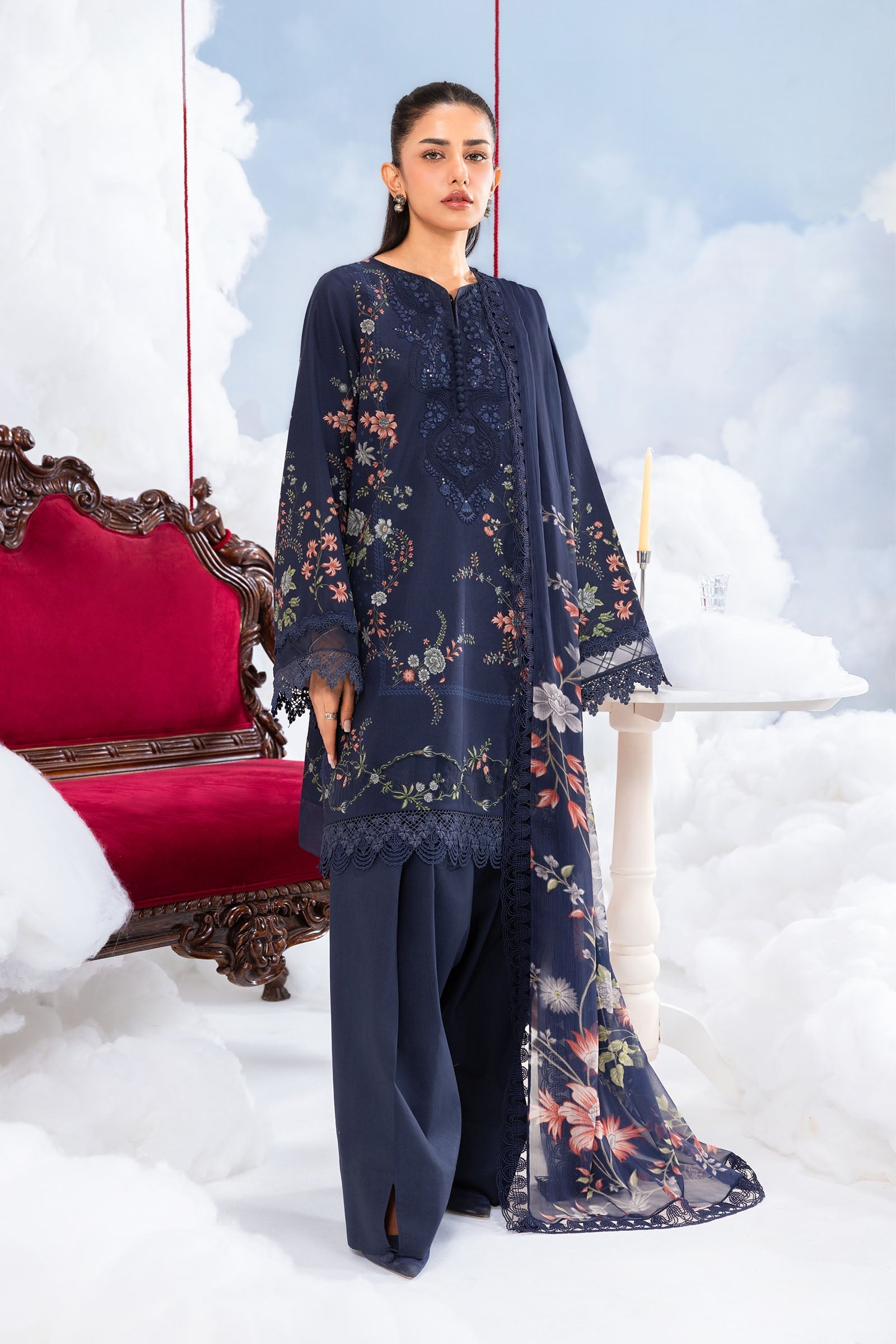 MARIA.B | M.BASICS Dreamscape Lawn Unstitched - 7B - Aarzu