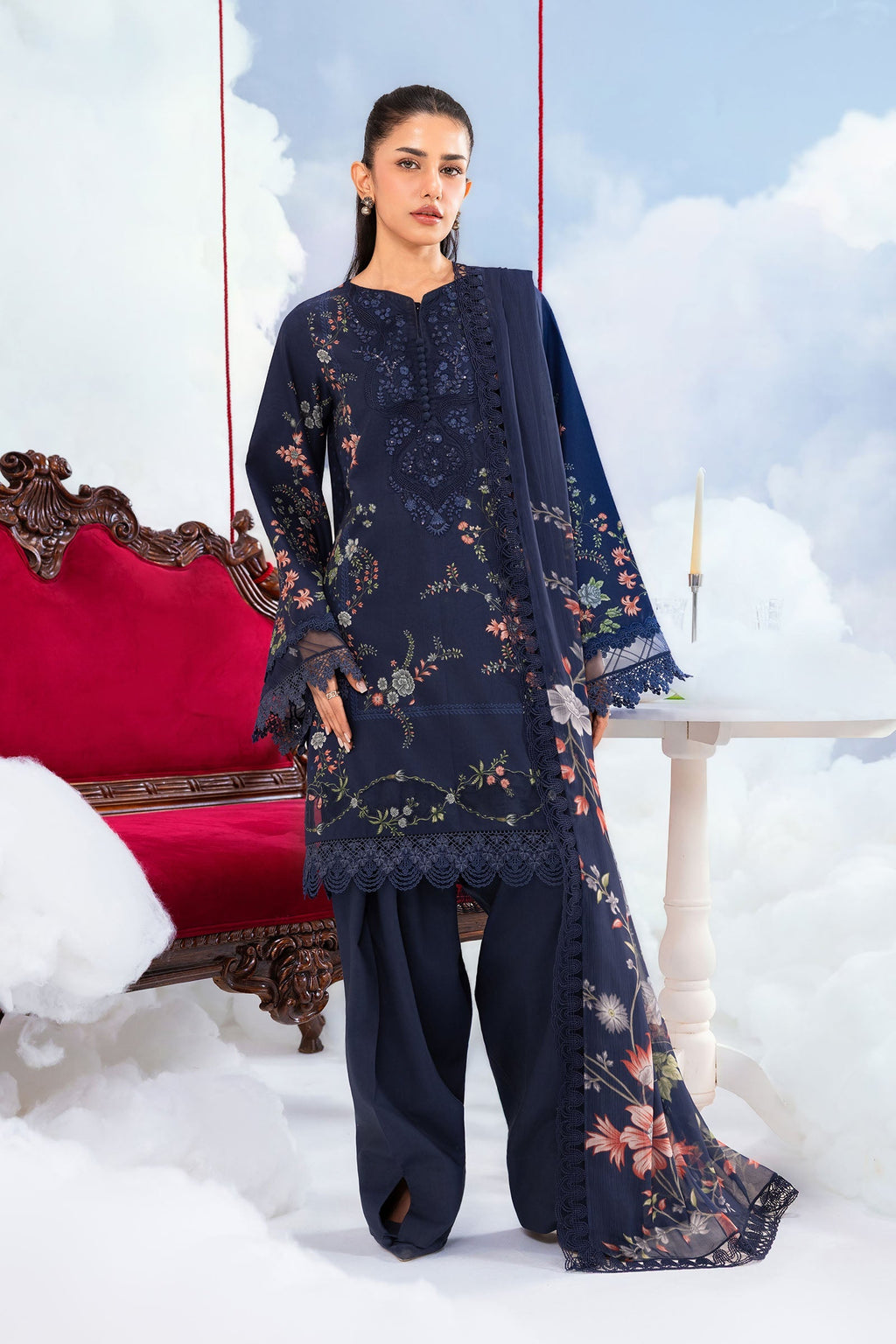 MARIA.B | M.BASICS Dreamscape Lawn Unstitched - 7B - Aarzu