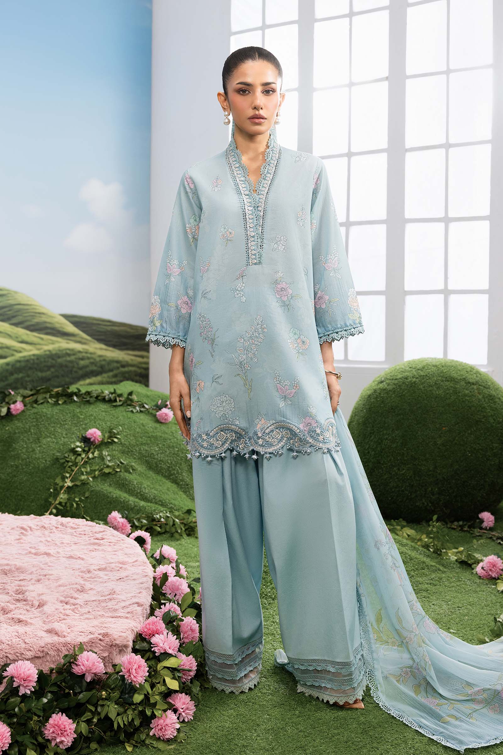 MARIA.B | M.BASICS Dreamscape Lawn Unstitched - 2B - Aarzu