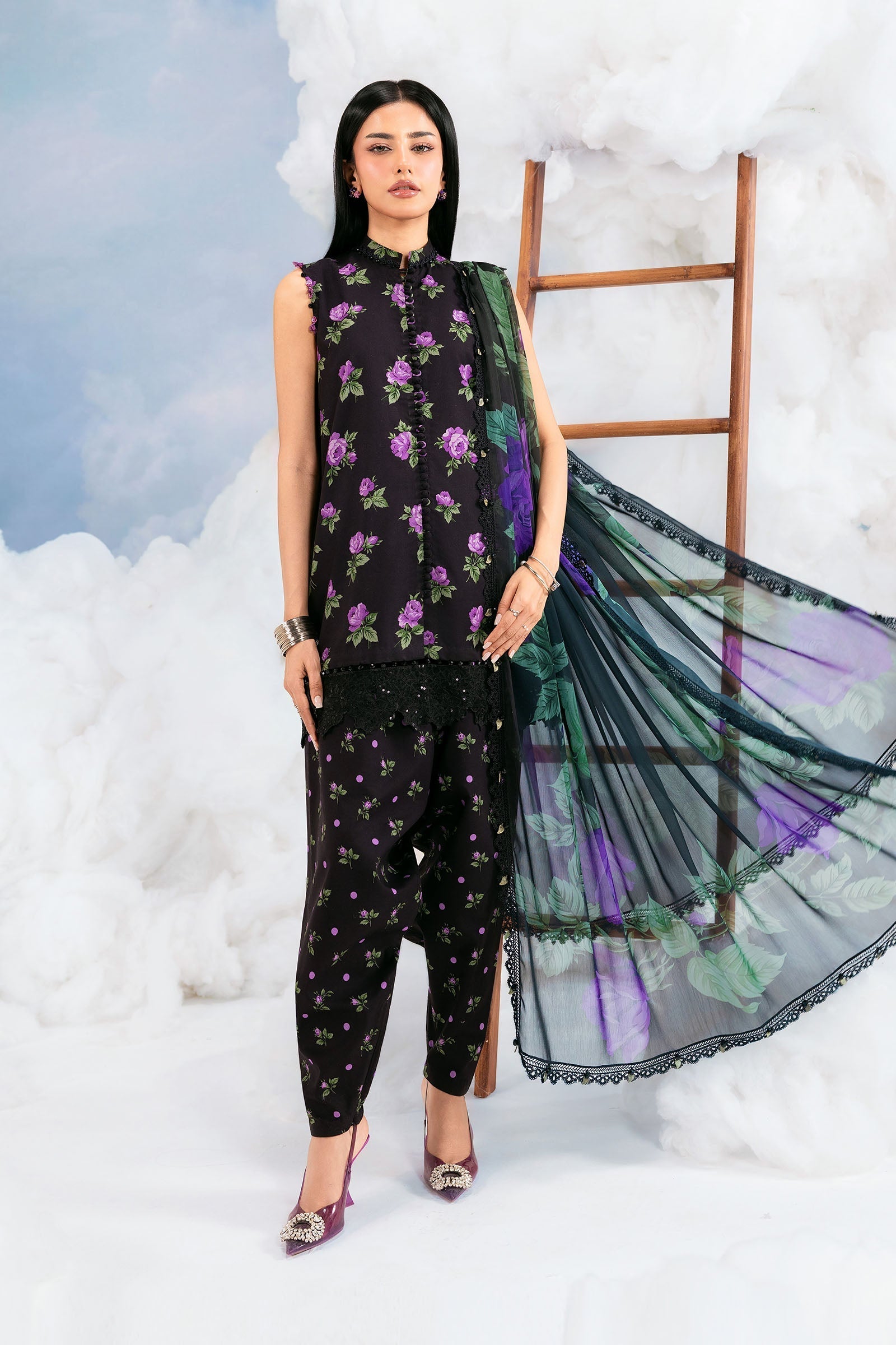 MARIA.B | M.BASICS Dreamscape Lawn Unstitched - 9B - Aarzu