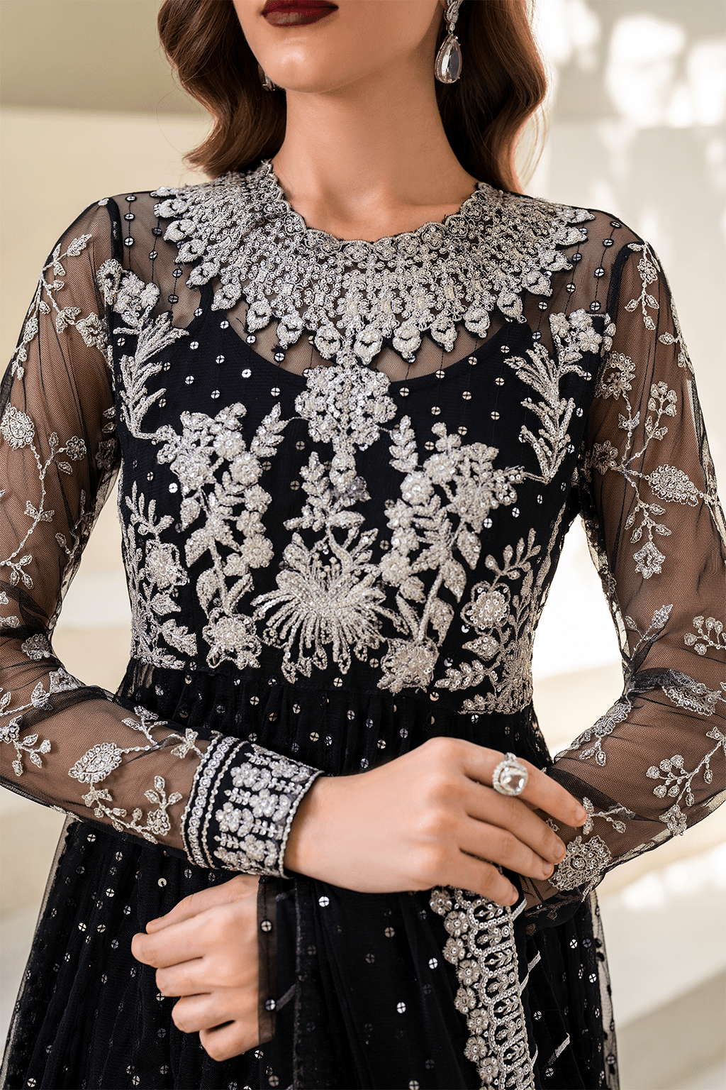 IZNIK | Chinon Chiffon '24 | CC-50 Embroidered Net Unstitched - Aarzu