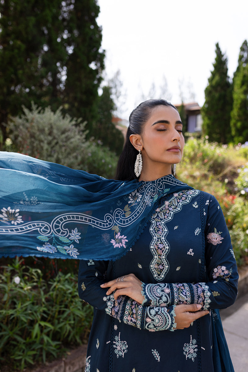 QALAMKAR : QLine Lawn 2025 - Bleu-QM-01 Unstitched