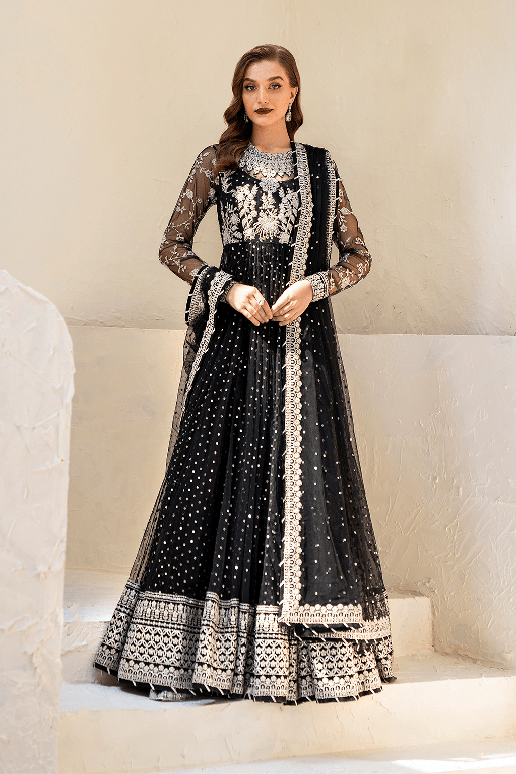 IZNIK | Chinon Chiffon '24 | CC-50 Embroidered Net Unstitched - Aarzu