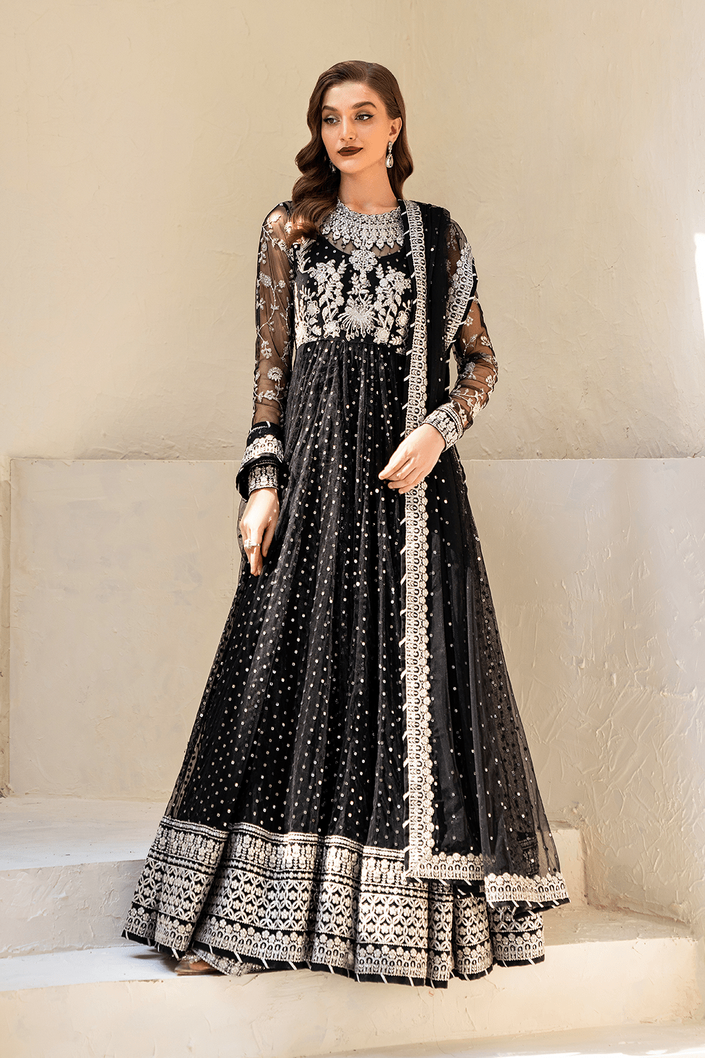 IZNIK | Chinon Chiffon '24 | CC-50 Embroidered Net Unstitched - Aarzu