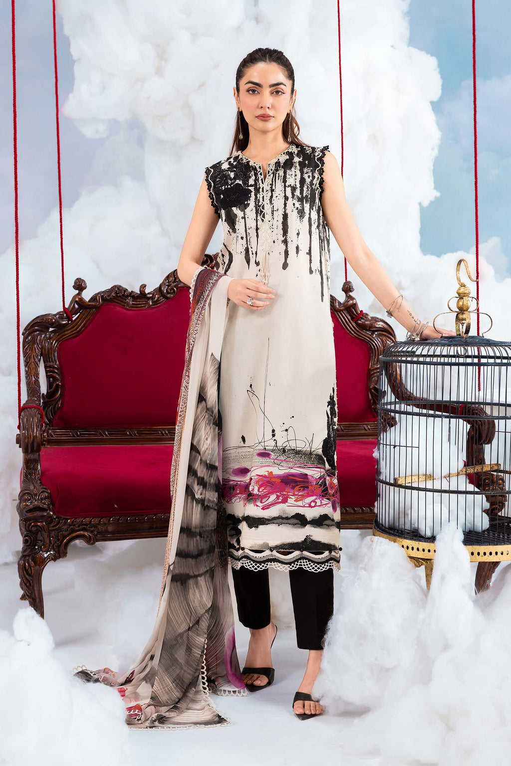 MARIA.B | M.BASICS Dreamscape Lawn Unstitched - 6B - Aarzu
