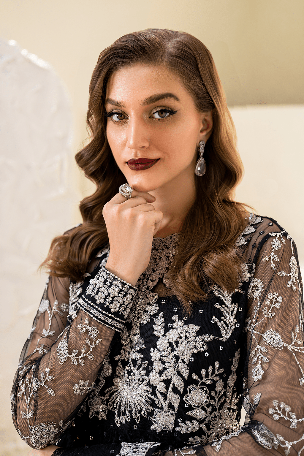 IZNIK | Chinon Chiffon '24 | CC-50 Embroidered Net Unstitched - Aarzu