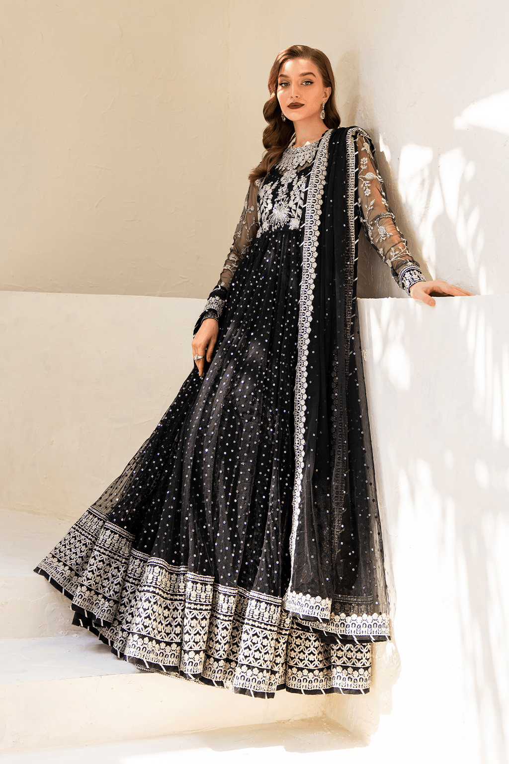IZNIK | Chinon Chiffon '24 | CC-50 Embroidered Net Unstitched - Aarzu