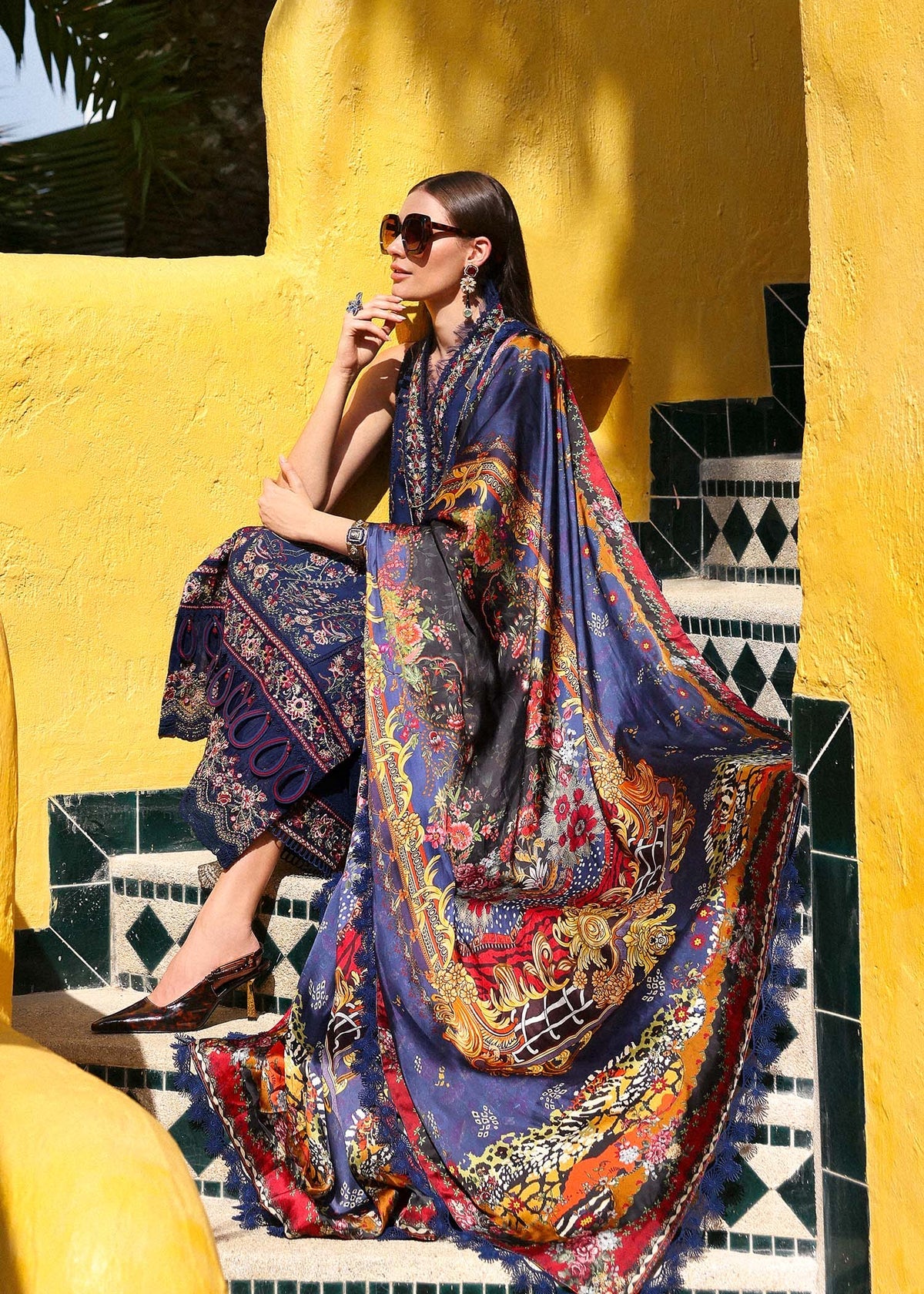 KANWAL MALIK : Elysia Luxury Lawn 2025 Unstitched - Azure