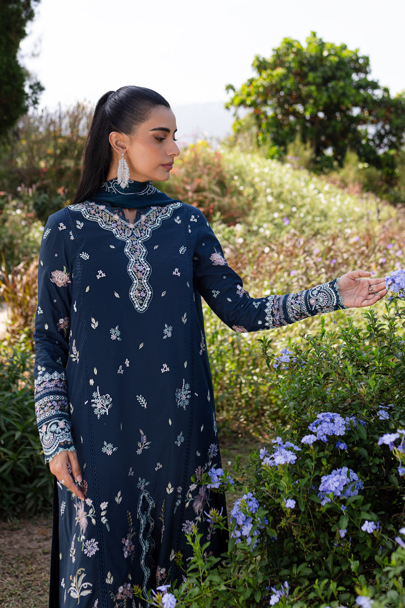 QALAMKAR : QLine Lawn 2025 - Bleu-QM-01 Unstitched