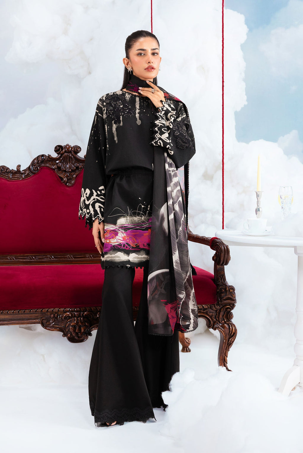 MARIA.B | M.BASICS Dreamscape Lawn Unstitched - 6A - Aarzu