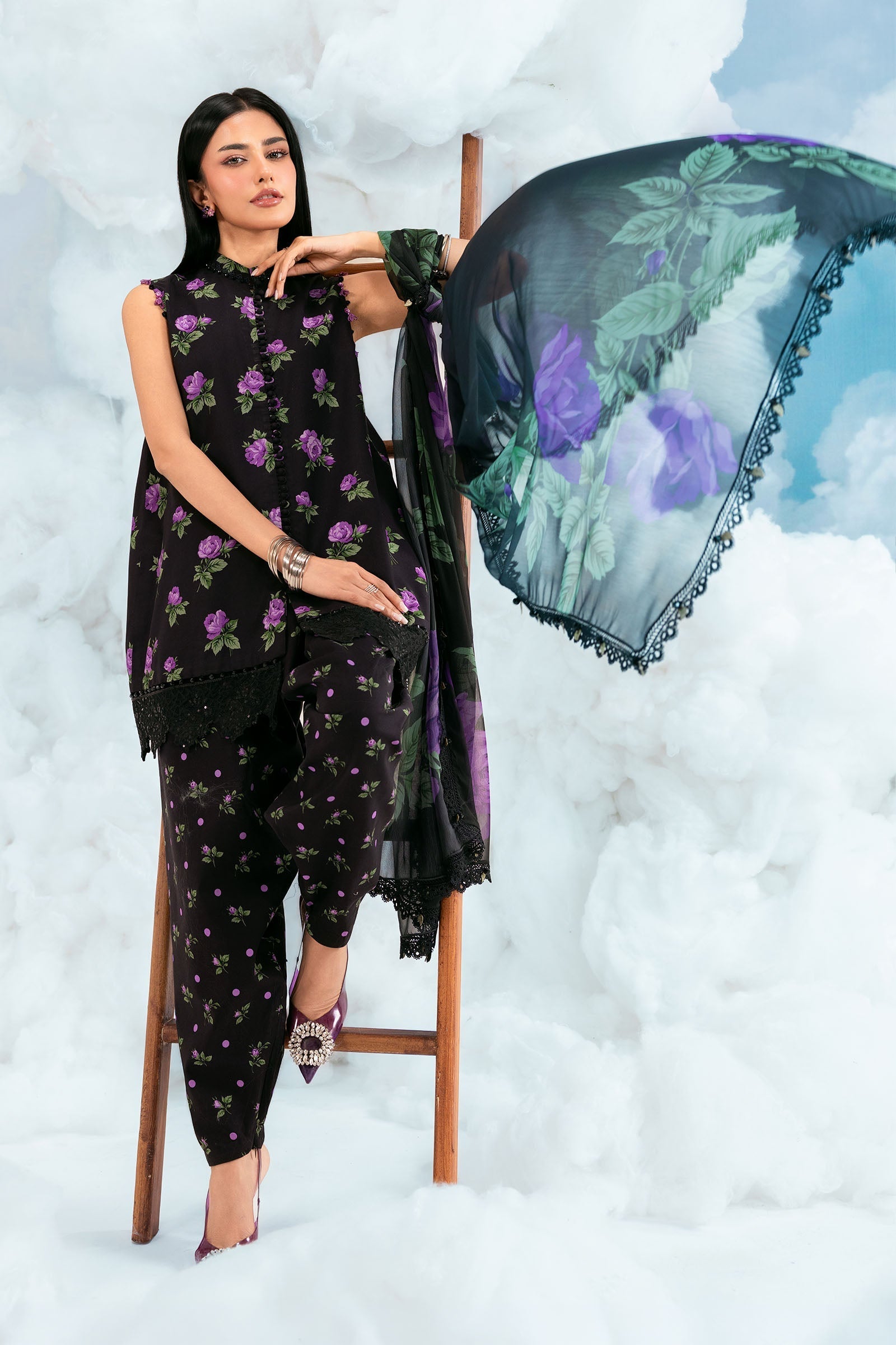 MARIA.B | M.BASICS Dreamscape Lawn Unstitched - 9B - Aarzu
